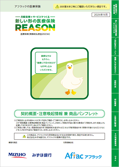 新しい形の医療保険 REASON 契約概要・注意喚起情報 兼 商品パンフレット