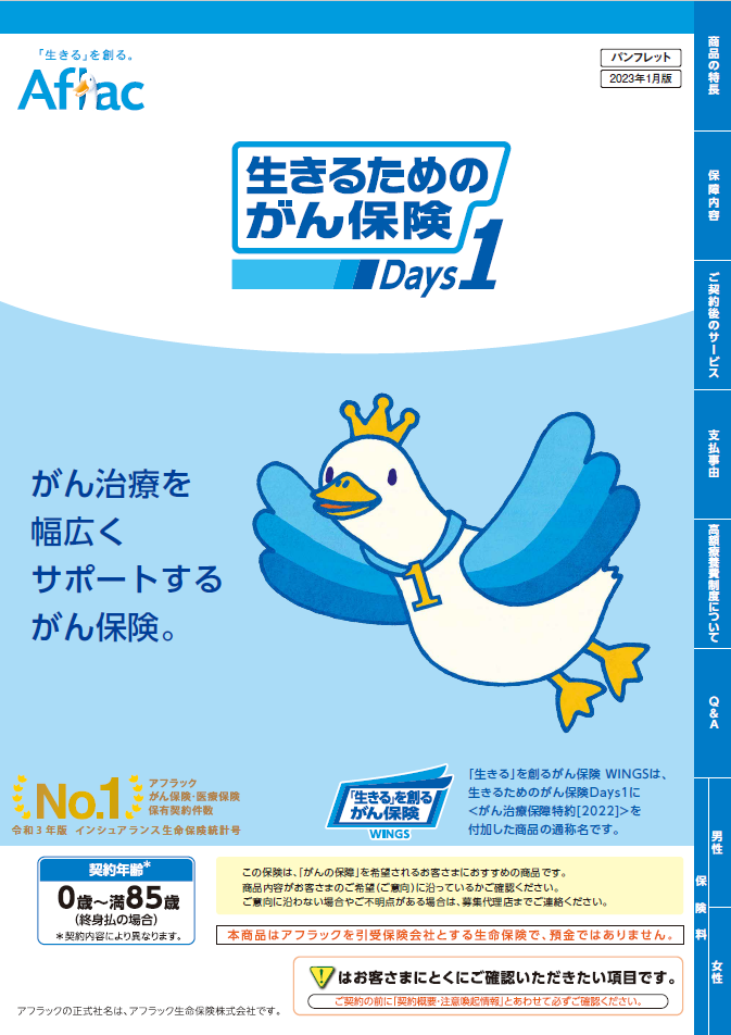 生きるためのがん保険Ｄａｙｓ１ パンフレット いちばんダック